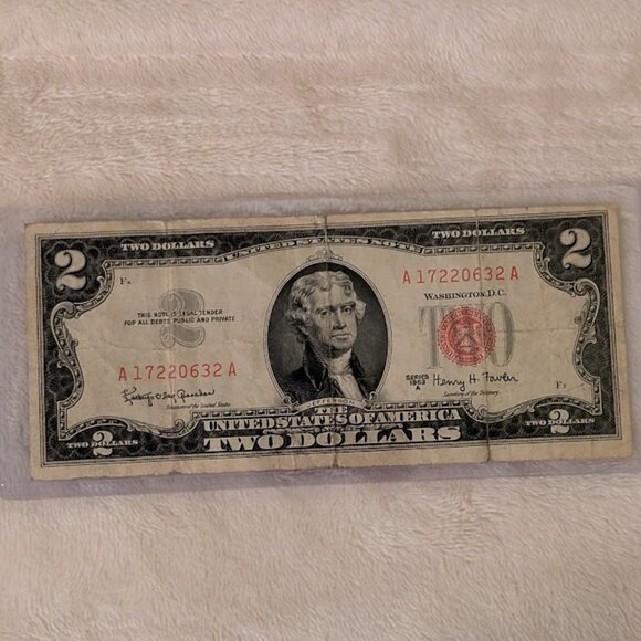 O1 1963A SERIES $2 BILL W/ RED SEAL - Picture 1 of 2